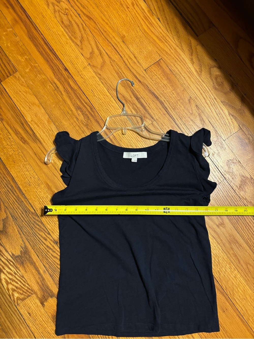 LOFT Navy Ruffle Shoulder Tank - Picture 8 of 9